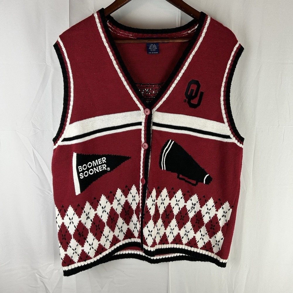 Vintage Oklahoma Sooners OU Sweater Vest Womens‎ XL Knit NCAA